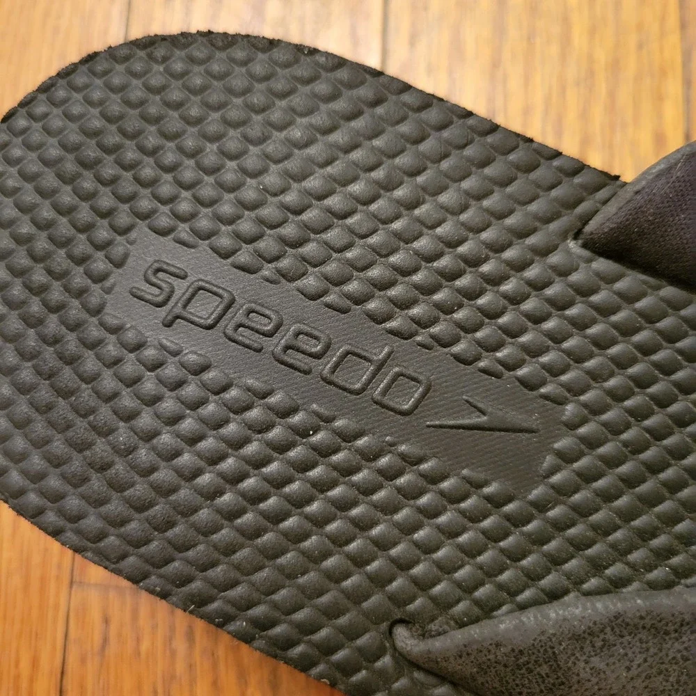 Speedo 10 Wedge Flip Flops Black Platform Thong Sandals Summer Beach Y2K